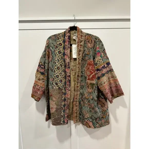 NWT Magnolia Pearl Versailles Cotton Quilted Julian Floral Kimono O/S - Picture 3 of 11